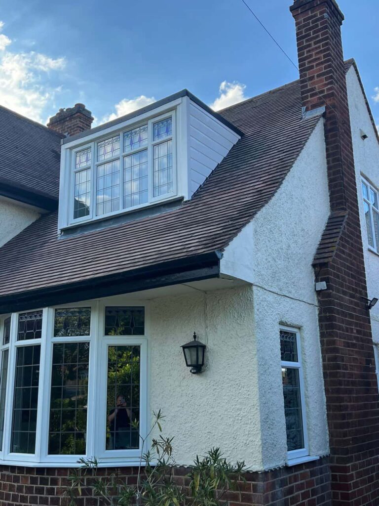 This is a photo of a dormer window which has just had some repairs carried out where the roof and the dormer meet. Works carried out by Matlock Roofing Repairs