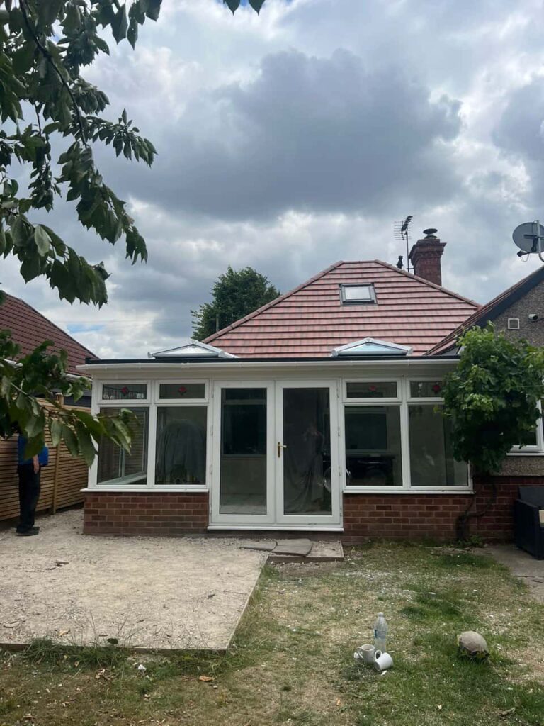 This is a photo of a hipped roof on a bungalow that has just had roof repairs carried out. Works carried out by Matlock Roofing Repairs